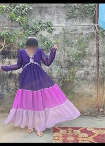 Purple Tiered party wear Dress