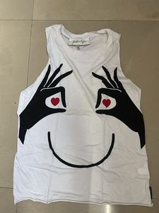White Smiley Face Tank Top