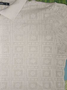 White knitted Textured shirt