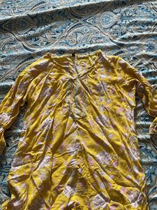 Yellow Floral Print Kurta