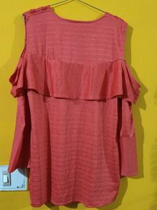 Ruffled Cold Shoulder Tunic Top