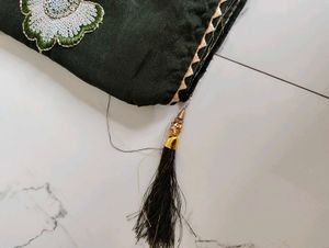 Embroidered Dark Green Saree