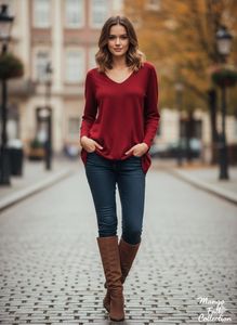 Mango Red Knit Sweater