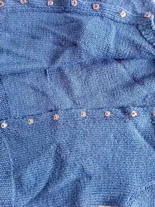 Blue Textured Cropped Sweater