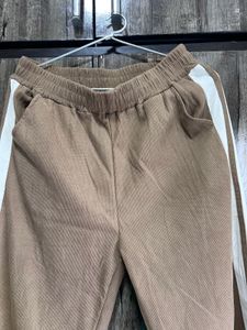 Comfortable Brown Track Pants with Side Stripe