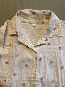Cream Colored Printed Casual Shirt