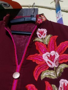 Maroon Embroidered Kurta Set