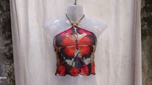 16138. Sheer Butterfly Halter Top