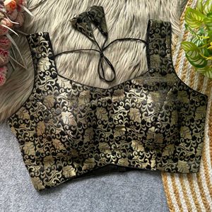 Designer Black & Gold Brocade Blouse