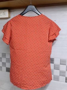 Chic Orange Polka Dot Top