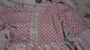 Pink Patterned Tiered Dress