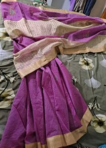 Vintage Purple Saree with Gold Border🌷