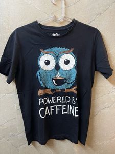 Funny Owl "Powered by Caffeine" T-Shirt