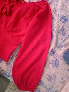 Vibrant Pink Off-Shoulder Puff Sleeve Top
