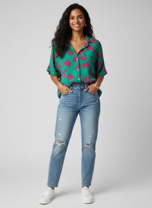Green Floral Button-Up Shirt