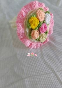 🌸 Handmade Crochet Flower Bouquet Ring Box