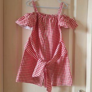 Fairies Forever Red Plaid Cold Shoulder Dress