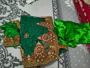 Ravishing Heavy Green Net Saree