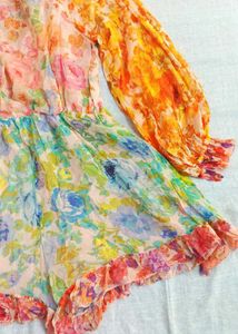 Boho Floral Print Mini Dress