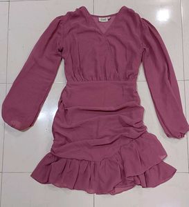 Chic Mauve Ruched Mini Dress