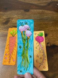 Handmade Vegetable Art Bookmarks (Set of 3)