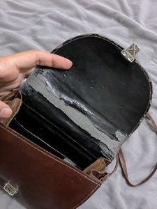 Vintage Brown Embossed Crossbody Bag