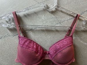 Lace Trimmed Pink Underwire Bra