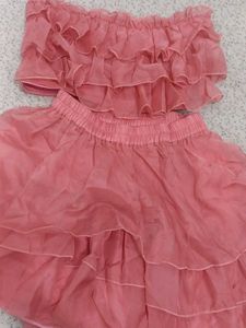 Pink Ruffled Top & Skirt Set