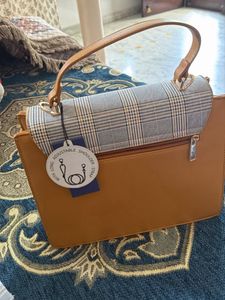 Chic Plaid &amp; Tan Shoulder Bag