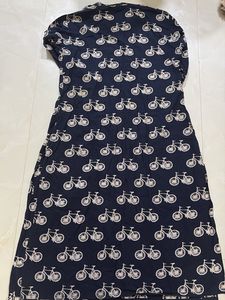 Chic Navy Kurta with Bicycle Print