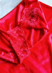Red Satin kiss print pajama set 👍
