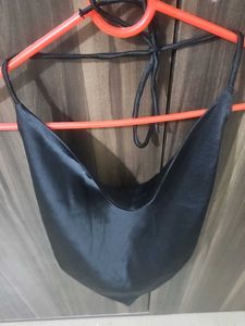 Satin Halter Neck Crop Top