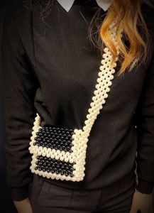 Black And White Beaded Bag