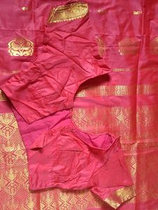 Vibrant Red Saree with Gold Zari Work