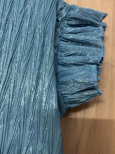 New designer Crushed Blue Puff Sleeve Top