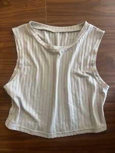 Urbanic XS Grey Ribbed Sleeveless Crop Top