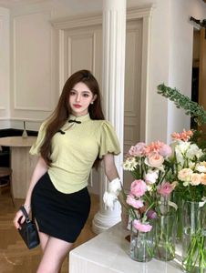 Chinese cheongsam style short sleeve blouse