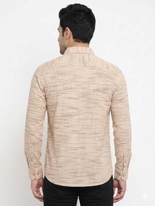 Men's Beige Striped Full Sleeve Shirt