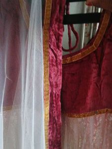 Elegant Maroon and White Ethnic Gown