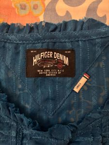 Tommy Hilfiger Sheer Blue Ruffled Tunic To
