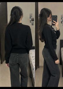 Chic Black Button-Up Cardigan