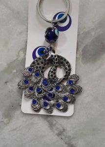 Peacock Evil Eye Keychain