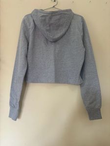 Campus Sutra Grey Cropped Hoodie