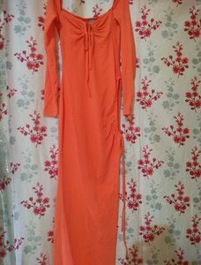 Stunning Orange Ruched Maxi Dress🍊🍤🍦🎨