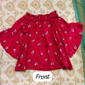 /Chic Red Off-Shoulder Floral top