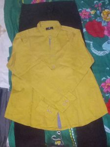 Men's Yellow Shirt and Black Pants Set