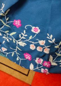 hand  Embroidered  mix crap saree