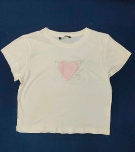 White T-Shirt with Pink Heart Design
