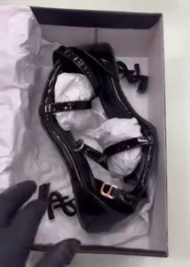 Ysl Glossy Black Strappy Heels