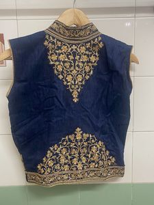 Embroidered Blue Nehru Jacket